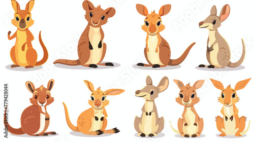 Fototapeta Naklejka Na Ścianę i Meble -  Illustration of cartoon kangaroo collection set flat vector
