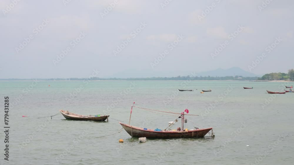 ocean and sea view with fishing boat, natural background in summertime ocean and sea view with fishing boat, natural background in summertime
