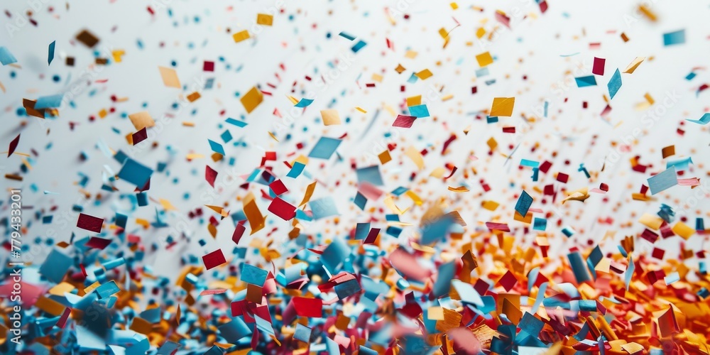 Colorful glitter scattered along the bottom edge of a white backdrop, creating an elegant and creative visual. Colorful glitter scattered along the bottom edge of a white backdrop, creating an elegant and creative visual.