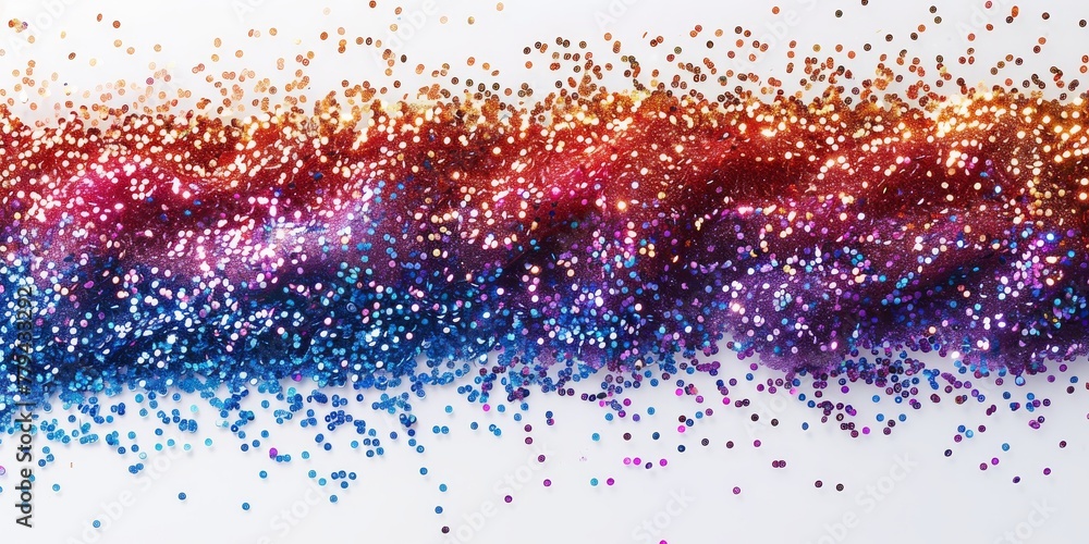 Colorful glitter scattered along the bottom edge of a white backdrop, creating an elegant and creative visual. Colorful glitter scattered along the bottom edge of a white backdrop, creating an elegant and creative visual.