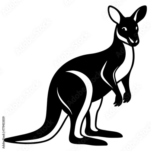 kangaroo with baby  black kangaroo silhouette vector illustration icon svg animal characters Holiday t shirt Hand drawn trendy Vector illustration kangaroo on black background