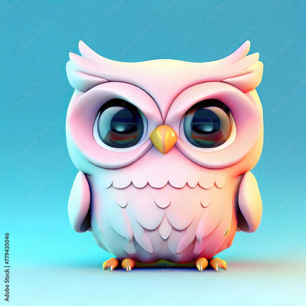 Fototapeta premium 3D furry forest animal with beautiful colors and white background. with Generative AI technology 