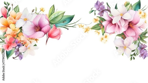 Vibrant watercolor illustration of beautiful flowers Generative AI © KRIS