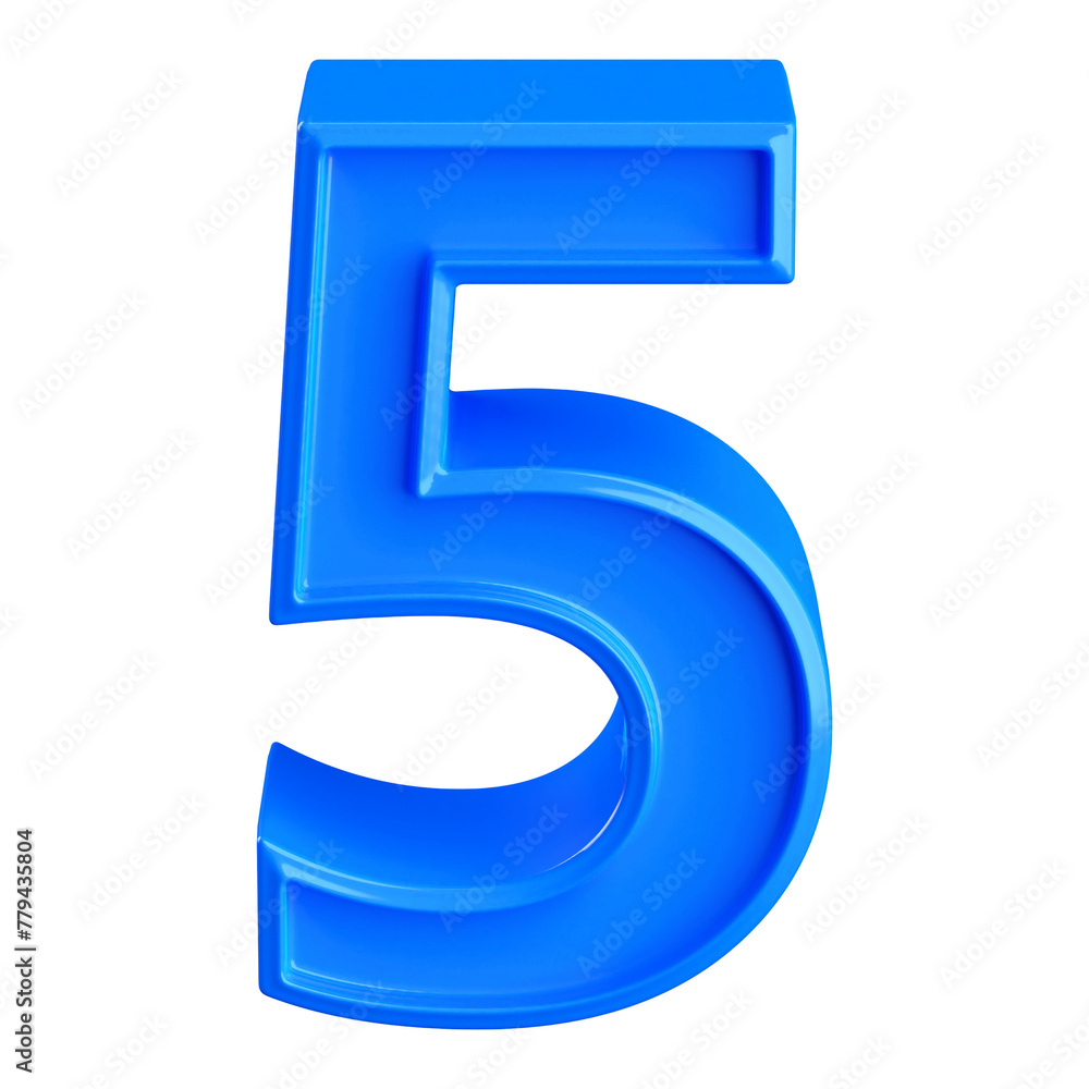 3d blue number 5