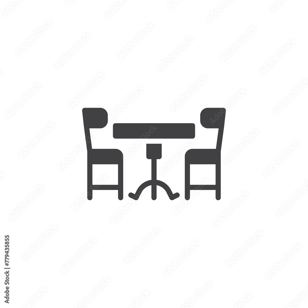 Table with chairs vector icon Table with chairs vector icon