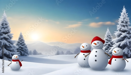 Winter background with snowmen 2 © GUS