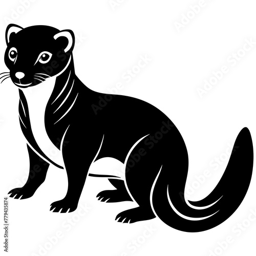 Mongoose with baby, black Mongoose silhouette vector illustration,icon,svg,animal characters,Holiday t shirt,Hand drawn trendy Vector illustration,kangaroo on black background © SK kobita