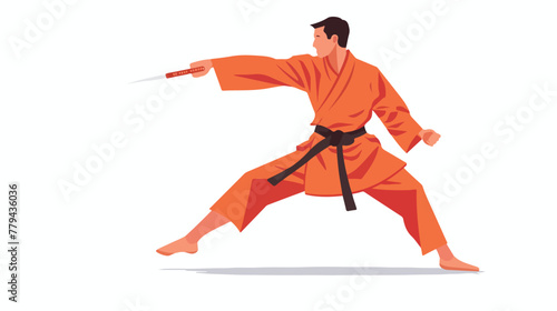Man In Orange Kimono Taekwondo Martial Arts Fighter Fi