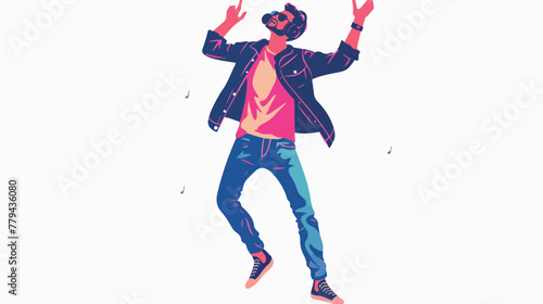 Man listening music and dancing vector illustration de