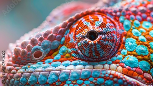 The vibrant colors of a chameleons skin AI generated illustration