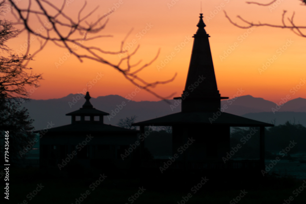 Beautiful Temple silhouette with early morning sky.