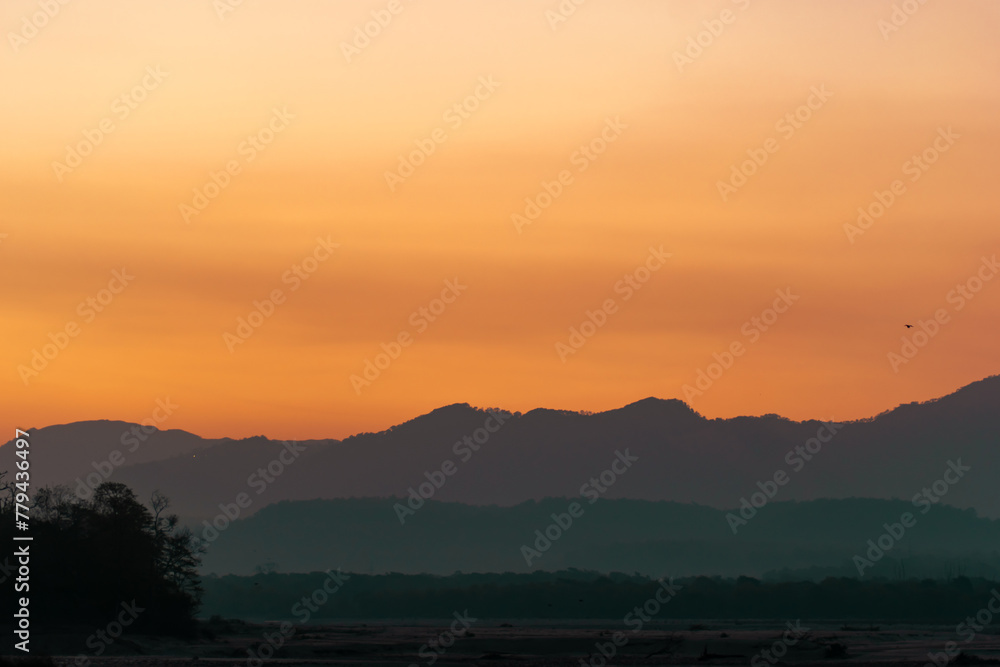Early morning rising sky with mountain atmosphere 