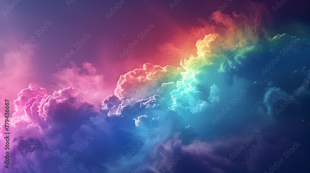 Captivating Celestial Palette:A Dramatic Landscape of Vibrant Clouds and Ethereal Hues