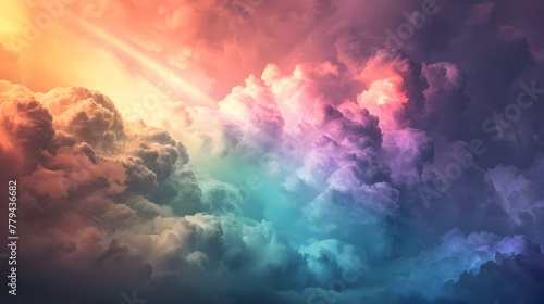 Awe-Inspiring Cosmic Storm - Dramatic Multicolored Clouds in Turbulent Ethereal Sky Landscape