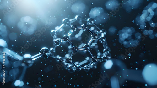 Carbon molecule Molecular structure 3d animation, generative Ai