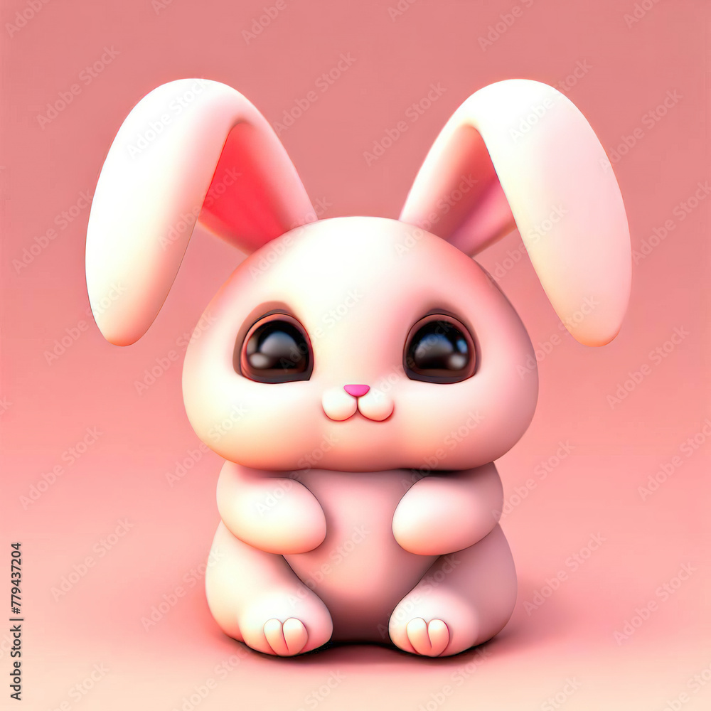 Naklejka premium 3D furry forest animal with beautiful colors and white background. with Generative AI technology 