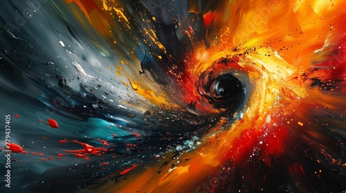 A dynamic composition of bright colors entering into a vortex of pulsating textures. 