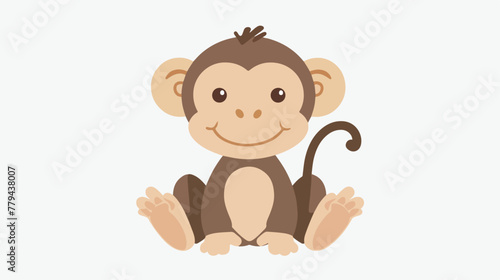 Monkey cute animal icon image flat vector isolated 