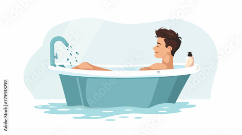 Morning bath icon cartoon vector. Water shower. Man pe