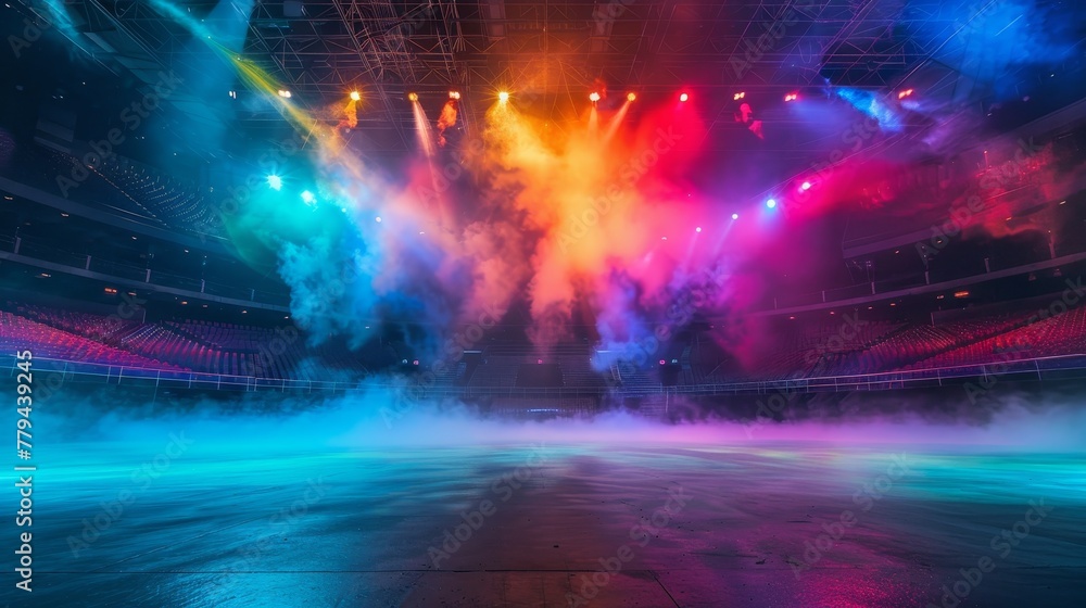 Fototapeta premium Vibrant colors melding with wisps of smoke in the ar AI generated illustration