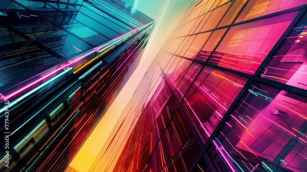 Fototapeta premium Vibrant streaks of neon technology against a backdro AI generated illustration
