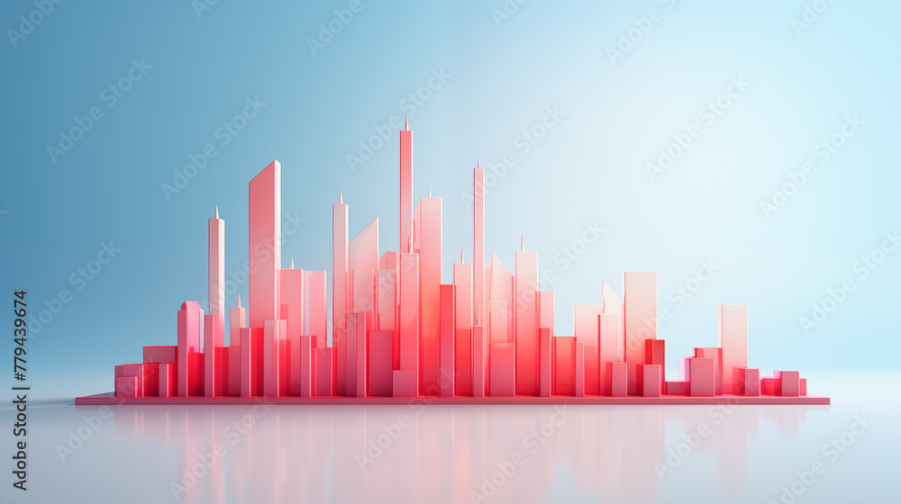 Red and gray modern vector infographic design template with city in background.