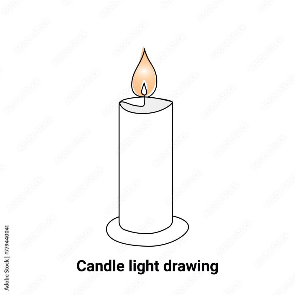 Continuous single-line candle drawing and one-line burning fire candle outline art illustration Continuous single-line candle drawing and one-line burning fire candle outline art illustration