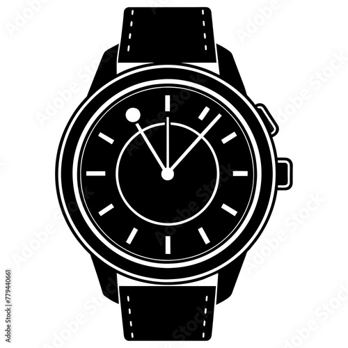 wrist watch, black Table clock silhouette vector illustration,icon,svg,watch characters,Holiday t shirt,Hand drawn trendy Vector illustration,watch on black background