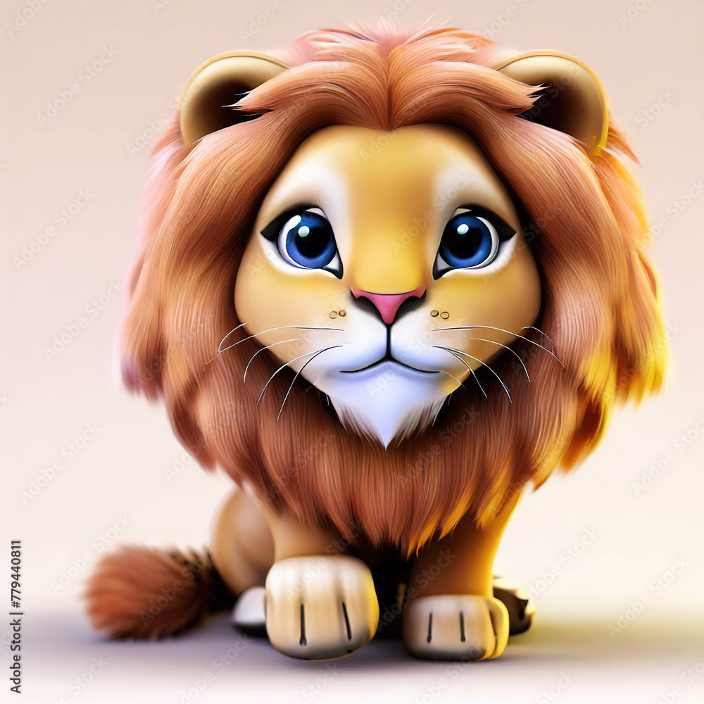 Obraz premium 3D furry forest animal with beautiful colors and white background. with Generative AI technology 