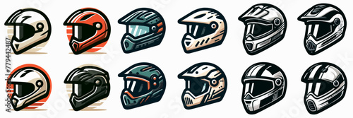 motorbike helmet vector set