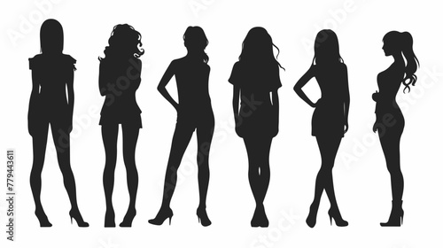Silhouette of young women on white background flat vector