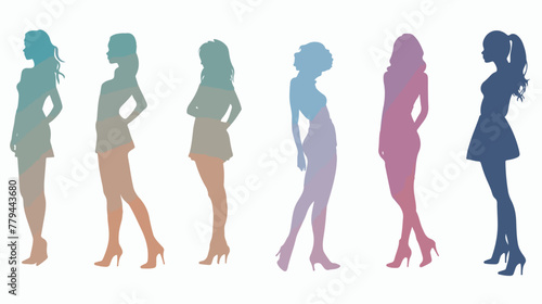 Silhouette of young women on white background flat vector