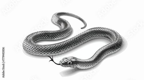 Silver Snake Silhouette  Vector Icon flat vector isolated
