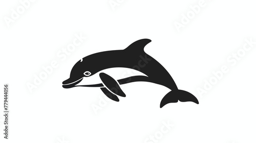 Simple dolphin flat Icon black vector flat vector isolated