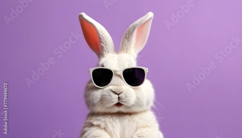 Adorable Bunny with Stylish Shades on Vibrant Background , Playful Bunny Sporting Sunglasses on Colorful Background , Playful Bunny Sporting Sunglasses on Colorful Background 