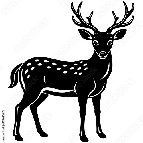 deer silhouette vector, black deer  silhouette vector illustration,icon,svg,deer  characters,Holiday t shirt,Hand drawn trendy Vector illustration,deer  on black background © SK kobita