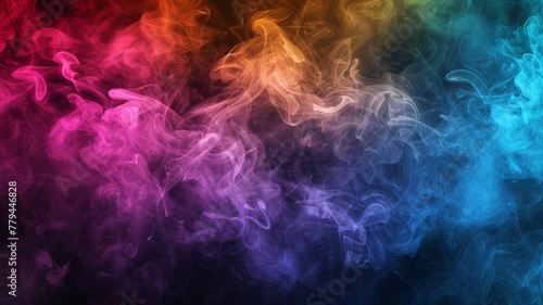 Hypnotic dance of colorful smoke patterns against darkness. AI Generative.