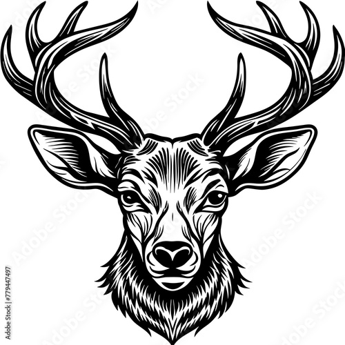 head of a deer vector, black head of a deer silhouette vector illustration,icon,svg,deer characters,Holiday t shirt,Hand drawn trendy Vector illustration,Face deer on black background