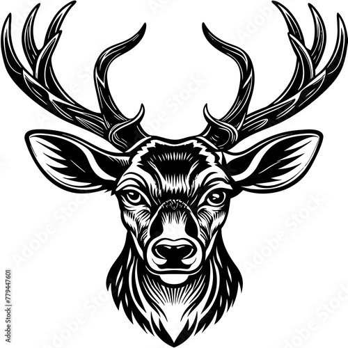 head of a deer vector, black head of a deer silhouette vector illustration,icon,svg,deer characters,Holiday t shirt,Hand drawn trendy Vector illustration,Face deer on black background