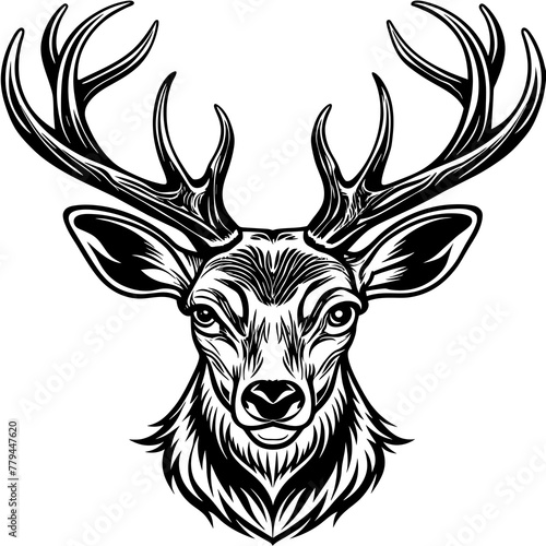 head of a deer vector, black head of a deer silhouette vector illustration,icon,svg,deer characters,Holiday t shirt,Hand drawn trendy Vector illustration,Face deer on black background