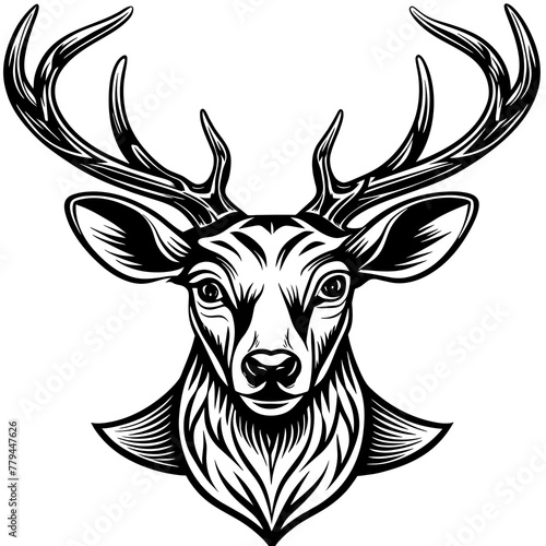 head of a deer vector, black head of a deer silhouette vector illustration,icon,svg,deer characters,Holiday t shirt,Hand drawn trendy Vector illustration,Face deer on black background