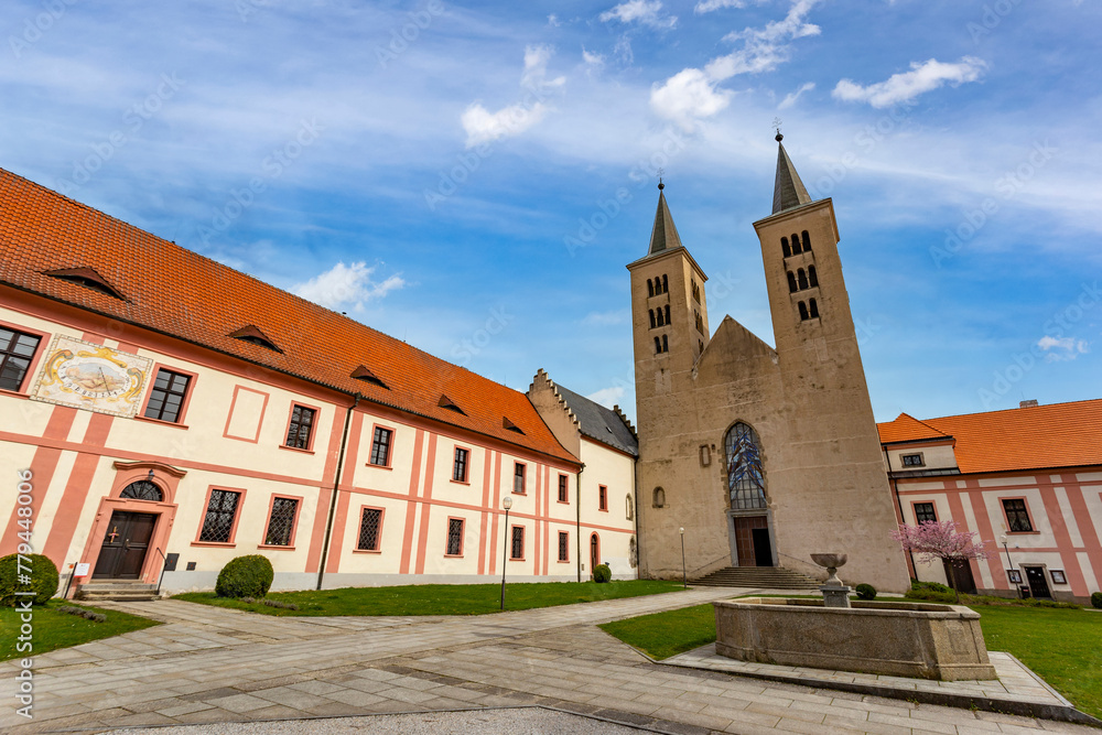 Premonstratensian Monastery from 12th century. Milevsko, Czech Republic. - obrazy, fototapety, plakaty 