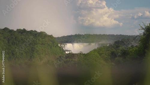 A stunning close-up view of the magnificent Iguazu Falls, captured from the Meliá Hotel in Puerto Iguazú, Argentina. photo