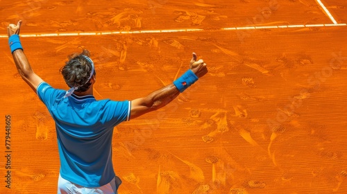 Grand Slam Glory: Male Tennis Player Celebrates Victory at Roland Garros photo