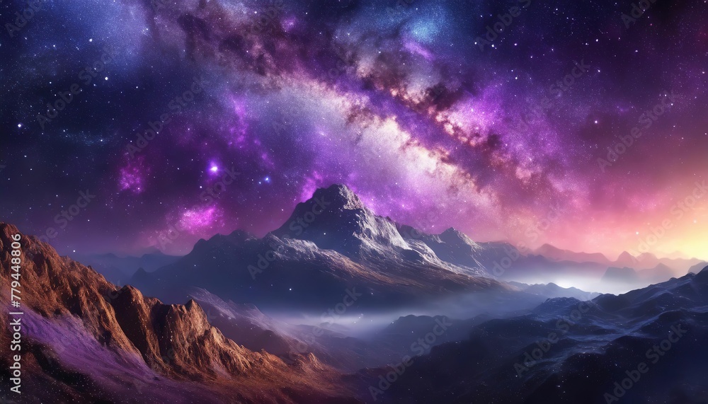 Naklejka premium galaxy milky way with purple nebula