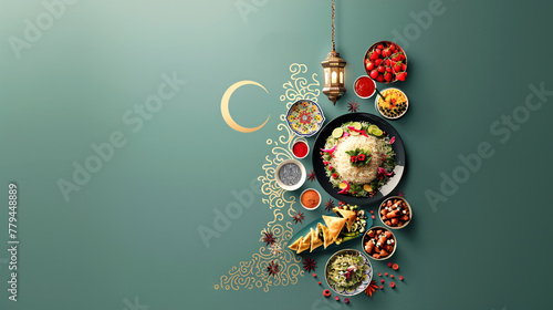 Eid al-fitr celebration banquet top view