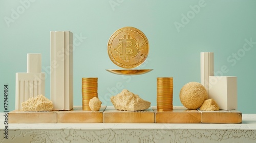 A visual of a scale balancing a giant gold coin against multiple currencies, showcasing golds dominance in the market photo