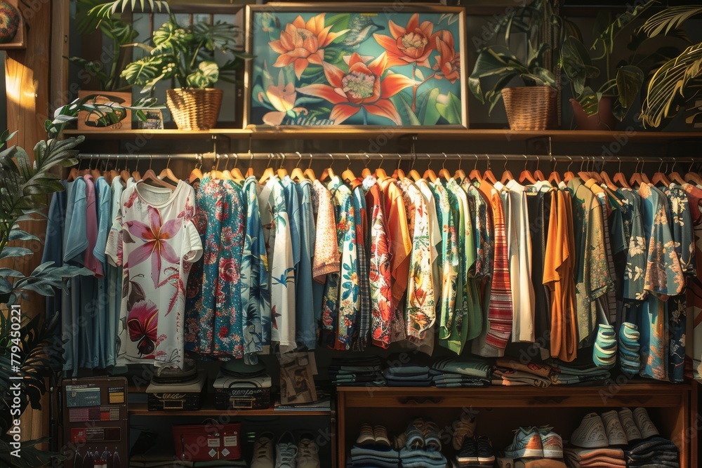 summer clothing store,small business, selective focus