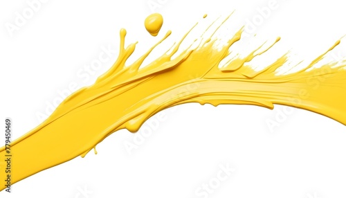 bold yellow stroke of paint with brush marks on a white background. paint concept design