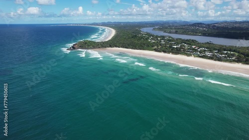 Fingal Headland And The Tasman Sea In New South Wales, Australia - Aerial Drone Shot photo